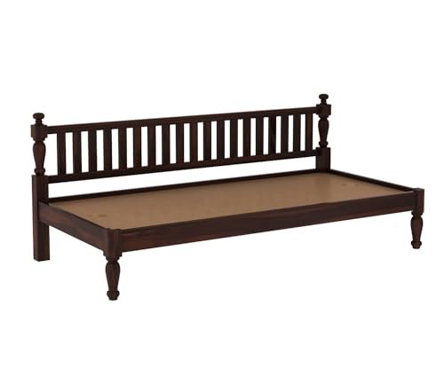 Mamta Furniture Wooden Couch Diwan Sofa Settee with Mattress For Living Room And Office|Three 3-Person Sofa|Sheesham Wood (Walnut) with 40 Density Cushions