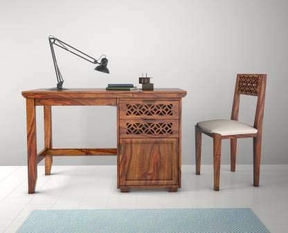 SAAMENIA FURNITURES Sheesham Wood Study Table for Home and Office with Chair, Writing Study Desk for Students Wooden Computer Table – Honey Finish