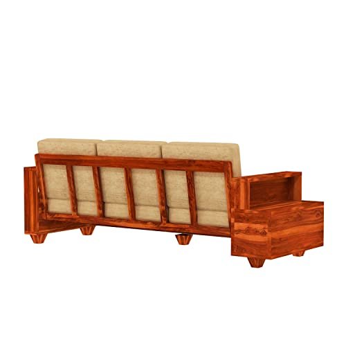 Mamta Furniture Wooden Sheesham Teak Wood Sopha 3 Seater , Furniture Living Room , 3 Seater Sopha Wooden , Office Furniture Sopha , Without Pillow , Honey