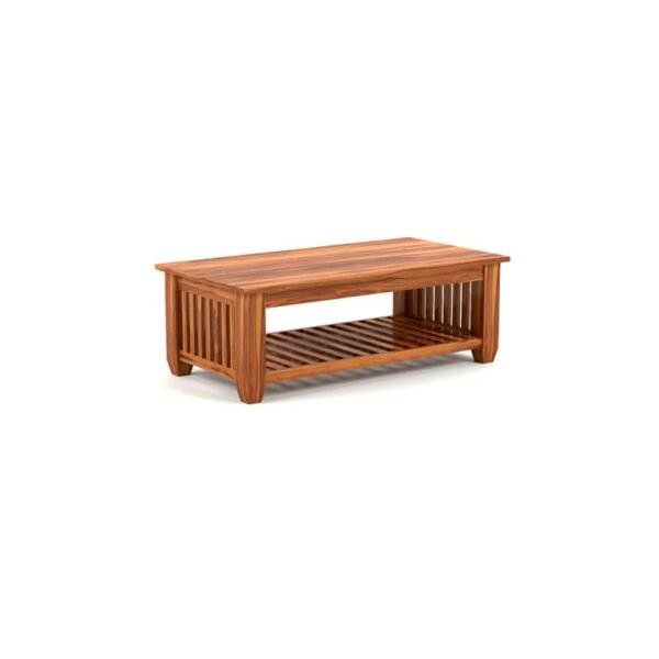 Mamta Furniture Vesta Solid Sheesham Wood Coffee Table | 44 x 22 x 16 Inches | Solid Wood Center Table with Shelf | Premium Living Room Furniture | Honey Finish