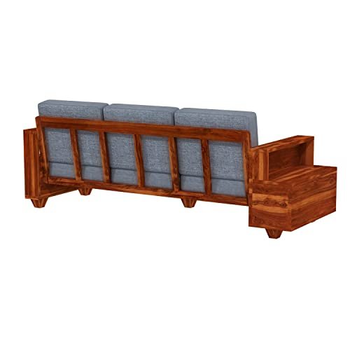 Mamta Furniture 7 Seater Solid Sheesham Wood Sofa Set | Natural Teak Finish | 3+2+2 Seating Configuration | Living Room | Drawing Room | Without Pillow