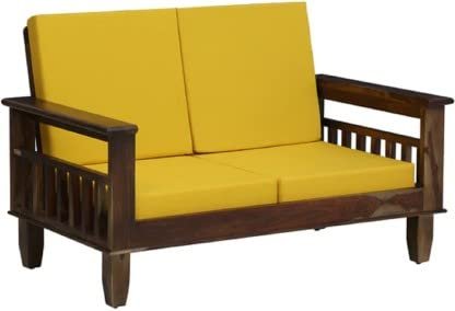 Saamenia Furnitures Solid Sheesham Wooden 2 Seater Sofa Set for Living Room Furniture – Natural Brown Finish