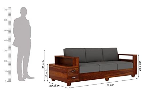 Mamta Furniture Solid Sheesham Wood 6 Seater Sofa Set with Side Drawers Storage for Living Room & Home Furniture – Natural Teak Finish (3+2+1 Seater)