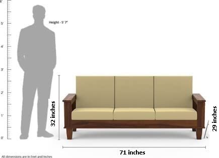 Saamenia Furnitures Solid Sheesham Wood 5 Seater Sofa Set for Living Room Furniture – Brown  Finish (3+1+1 Seater)