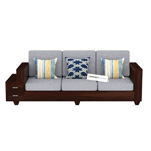 Mamta Furniture Home Spacious Cozy Stylish Durable Modern Classic Elegant Solid 5 Seater Sheesham Wood Sofa Set | Walnut Finish | Living Room | 3+1+1 Configuration