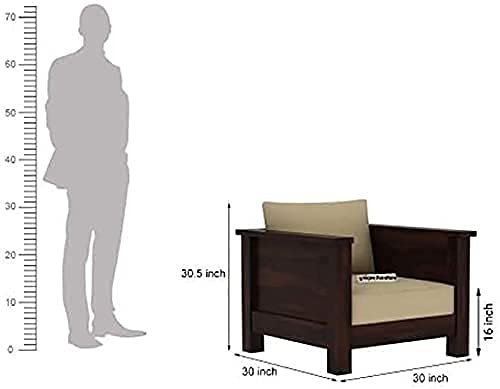Saamenia Furnitures Solid Sheesham Wood 5 Seater Sofa Set for Living Room Furniture with Cream Cushions – Warm Chestnut Finish (3+1+1 Seater)