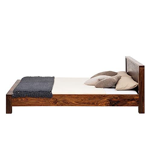 Saamenia Furnitures Sheesham Wood Queen Size Bed for Bedroom | Stylish Bed for Bedroom | Without Storage | Teak Finish |
