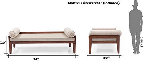 Saamenia Furnitures Solid Wood Divan Bed for Living Room | 3 Seater Divan Single Bed for Drawing Room | Sheesham Wood, Natural Finish