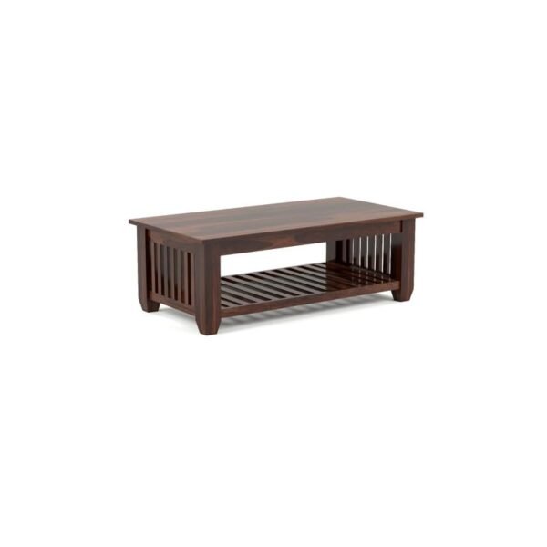 Mamta Furniture Vesta Solid Sheesham Wood Coffee Table | 44 x 22 x 16 Inches | Solid Wood Center Table with Shelf | Premium Living Room Furniture | Walnut Finish