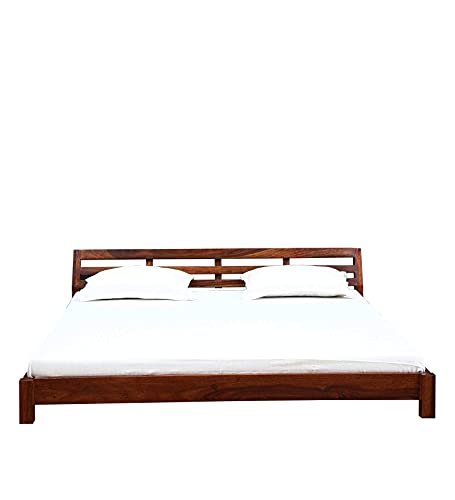 Saamenia Furnitures Solid Sheesham Wood King Size Bed for Living Room | Wooden Bed | Bed for Bedroom | Solid Wood King Size Bed | King Size Wood Bed | (Honey Oak Finish) |
