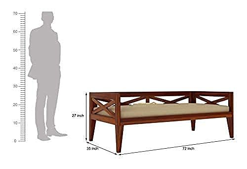 SAAMENIA FURNITURES Solid Sheesham Wooden 3 Seater Sofa Set for Living Room Furniture with Cream Cushions -Teak Finish