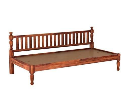 Mamta Furniture Wooden Couch Diwan Sofa Settee with Mattress for Living Room and Office | Three 3 Seater Sofa | Sheesham Wood (Honey), Brown, 3-Person Sofa