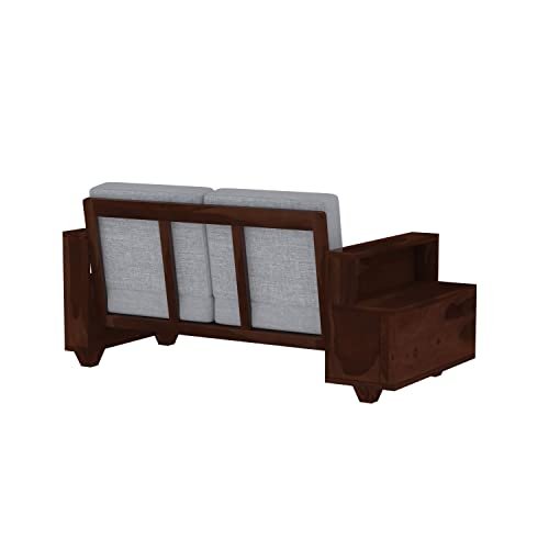 Mamta Furniture Solid Sheesham Wood 2 Seater Sofa | Walnut Finish | Wooden Loveseat | Compact Two Seater Couch Set | Living Room | Drawing Room | Without Pillow