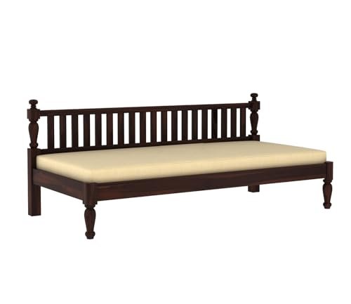 Mamta Furniture Wooden Couch Diwan Sofa Settee with Mattress For Living Room And Office|Three 3-Person Sofa|Sheesham Wood (Walnut) with 40 Density Cushions