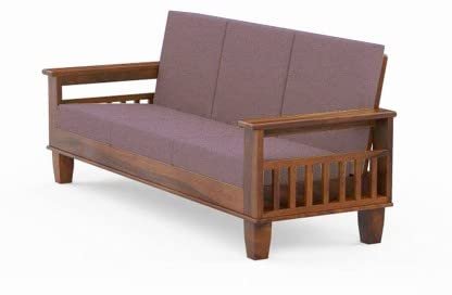 Saamenia Furnitures Solid Sheesham Wooden 3 Seater Sofa Set for Living Room Furniture – Natural Brown Finish