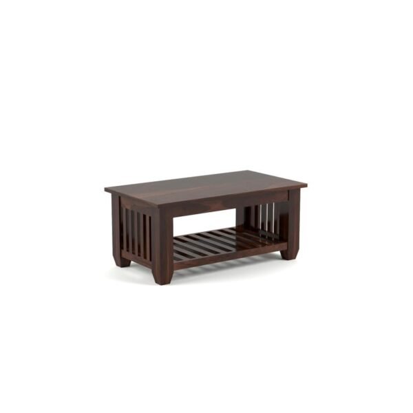 Mamta Furniture Sheesham Wood Coffee Table | 34 x 18 x 16 Inches | Walnut Finish | Living Room Table | Solid Wood Center Table with Shelf | Dining Room