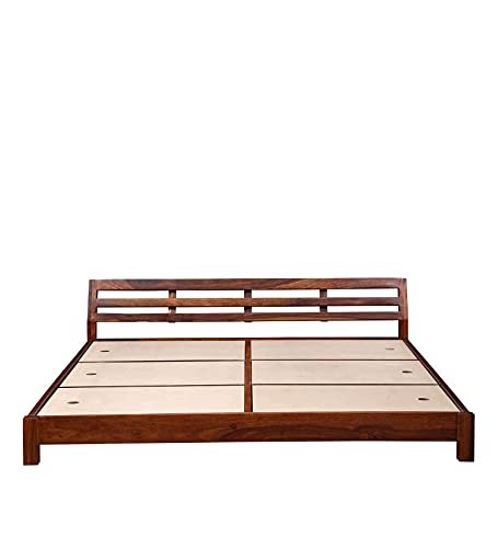 Saamenia Furnitures Solid Sheesham Wood King Size Bed for Living Room | Wooden Bed | Bed for Bedroom | Solid Wood King Size Bed | King Size Wood Bed | (Honey Oak Finish) |