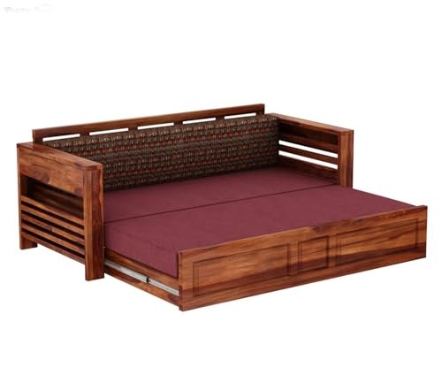 Mamta Furniture Sheesham Wood Queen Size Bed | Wooden Bed with Headboard | Beige Finish | Bedroom Bed | Master Bedroom | Guest Room | DIY Assembly | King Size