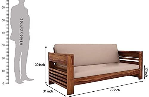 Saamenia Furnitures Solid Sheesham Wood 3 Seater Sofa Set for Living Room Furniture – Honey Finish