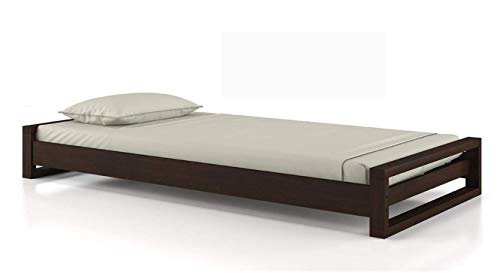 Saamenia Furnitures Sheesham Wood Single Size Bed for Home Bedroom (Dark Walnut Finish)