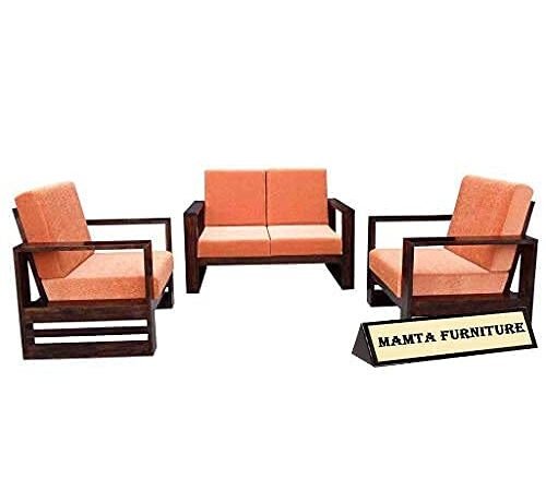 Saamenia Furnitures Solid Sheesham Wooden 4 Seater Sofa Set for Living Room Furniture - Walnut Brown (2+1+1 Seater)