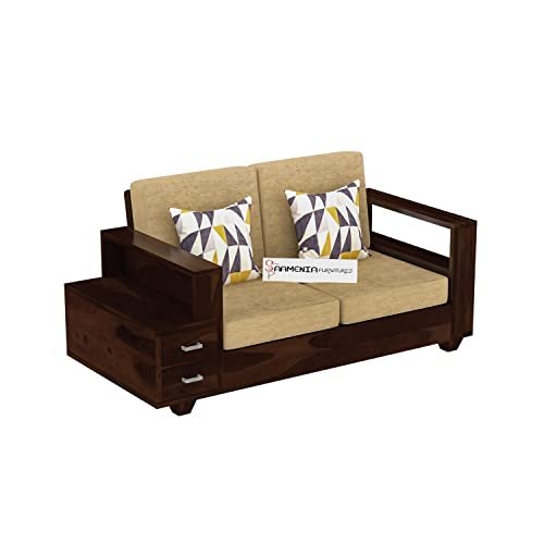 Mamta Furniture Wooden Sheesham Teak Wood Sofa Set 4 Seater Without Pillow for Living Room Furmiture -Walnut Finish (2+2)