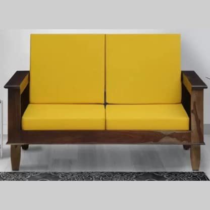 Saamenia Furnitures Solid Sheesham Wooden 2 Seater Sofa Set for Living Room Furniture - Natural Brown Finish