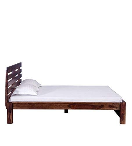 Saamenia Furnitures Wooden Queen Size Bed for Bedroom | Solid Wood Bed Without Storage for Home & Hotel | Solid Wood Bed | Wooden Bed | Bed | (Sheesham Wood, Teak Finish) |