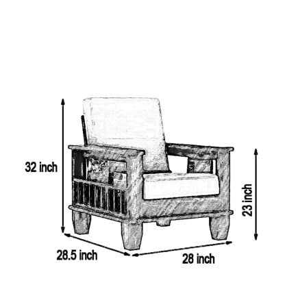 Saamenia Furnitures Solid Sheesham Wooden  Seater Sofa Set for Living Room Furniture – Natural Brown Finish