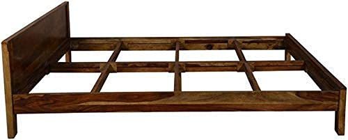 Saamenia Furnitures Solid Sheesham Wood Queen Size Bed Frame Without Storage Wooden Double Beds Deewan Furniture for Bedroom (Walnut Finish)