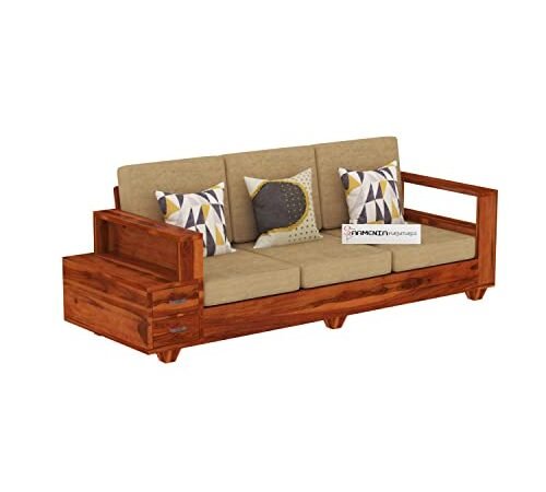 Mamta Furniture Wooden Sheesham Teak Wood Sopha 3 Seater , Furniture Living Room , 3 Seater Sopha Wooden , Office Furniture Sopha , Without Pillow , Honey