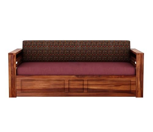Mamta Furniture Sheesham Wood Queen Size Bed | Wooden Bed with Headboard | Beige Finish | Bedroom Bed | Master Bedroom | Guest Room | DIY Assembly | King Size