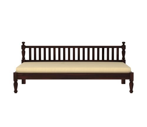 Mamta Furniture Wooden Couch Diwan Sofa Settee with Mattress For Living Room And Office|Three 3-Person Sofa|Sheesham Wood (Walnut) with 40 Density Cushions