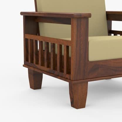 Saamenia Furnitures Solid Sheesham Wood 5 Seater Sofa Set for Living Room Furniture – Brown  Finish (3+1+1 Seater)