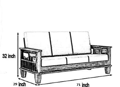 Mamta Furniture Wooden Solid Sheesham Wood 5 Seater Sofa Set with 40 Density Cream Cushions (5 Seater Sofa 3+1+1, Teak Finish)