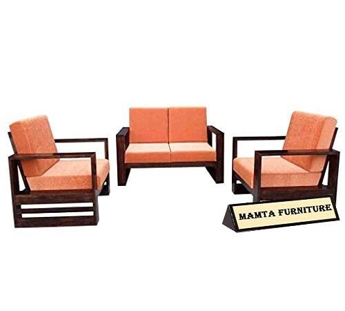 Mamta Furniture Sheesham Wood 5 Seater Sofa Set | Living Room | Natural Teak Finish | Drawing Room | Without Pillow | Solid Wood Frame