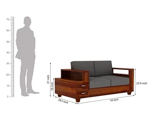 Mamta Furniture Solid Sheesham Wood 6 Seater Sofa Set with Side Drawers Storage for Living Room & Home Furniture – Natural Teak Finish (3+2+1 Seater)