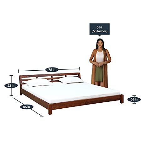 Saamenia Furnitures Solid Sheesham Wood King Size Bed for Living Room | Wooden Bed | Bed for Bedroom | Solid Wood King Size Bed | King Size Wood Bed | (Honey Oak Finish) |
