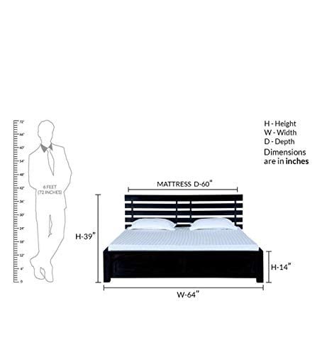 Saamenia Furnitures Wooden Queen Size Bed for Bedroom | Solid Wood Bed Without Storage for Home & Hotel | Solid Wood Bed | Wooden Bed | Bed | (Sheesham Wood, Teak Finish) |