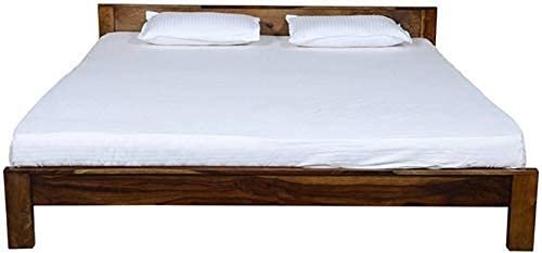 Saamenia Furnitures Solid Sheesham Wood Queen Size Bed Frame Without Storage Wooden Double Beds Deewan Furniture for Bedroom (Walnut Finish)
