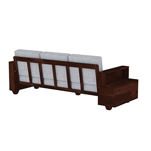 Mamta Furniture Home Spacious Cozy Stylish Durable Modern Classic Elegant Solid 5 Seater Sheesham Wood Sofa Set | Walnut Finish | Living Room | 3+1+1 Configuration