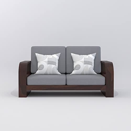 SAAMENIA FURNITURES Wooden 7 Seater Sofa Set for Living Room, Seven Seater Sofa with 40 Density Cushions for Office & Lounge, 3+2+2 Seater Sofa Sets for Home, Sheesham Wood, Walnut Finish