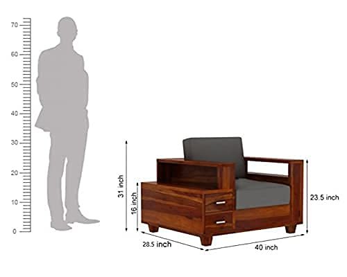 Mamta Furniture Solid Sheesham Wood 6 Seater Sofa Set with Side Drawers Storage for Living Room & Home Furniture – Natural Teak Finish (3+2+1 Seater)