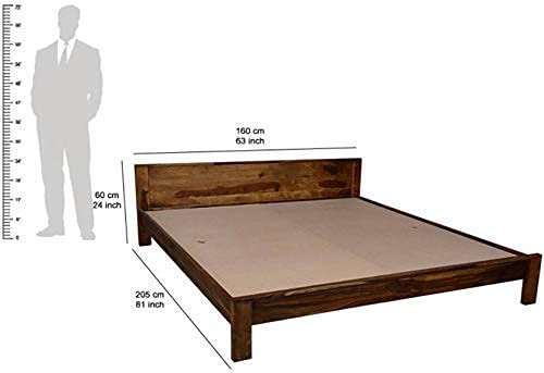 Saamenia Furnitures Solid Sheesham Wood Queen Size Bed Frame Without Storage Wooden Double Beds Deewan Furniture for Bedroom (Walnut Finish)