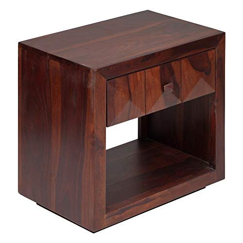 Saamenia Furnitures Sheesham Wood Contemporary End Table with 1 Drawer | Bed Side Table (Wood,Natural)