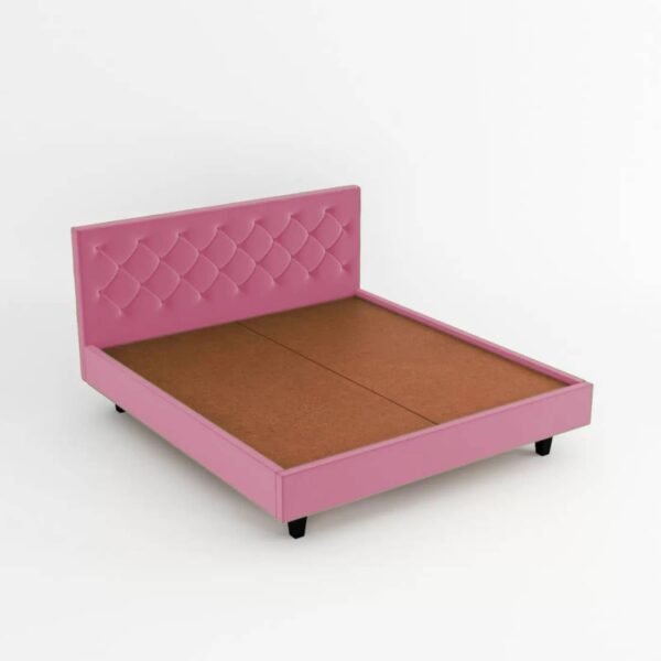 Mamta Furniture Fabric Queen Size Bed | Pink Finish | Bedroom Bed | Master Bedroom | Guest Room | DIY Assembly | With Headboard | King Size