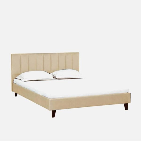 Mamta Furniture Fabric Upholstered King Size Bed with Headboard | Beige Fabric Finish | Engineered Wood Frame | Bedroom Kids Room Hotel Use | Master Bedroom