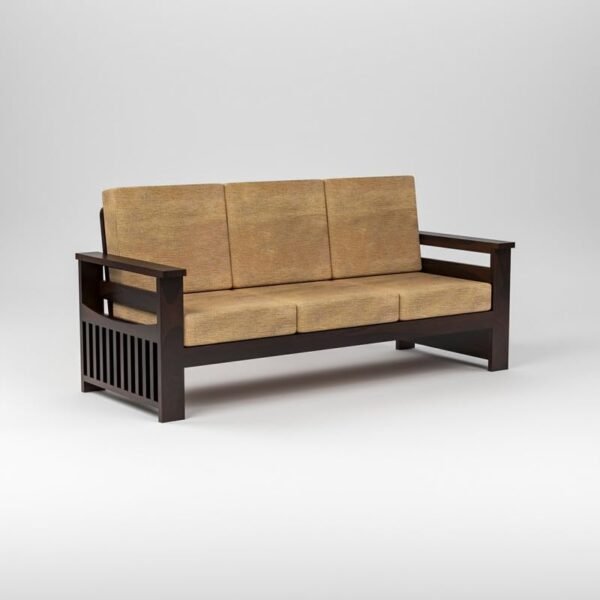 Mamta Furniture Sheesham Wood 3 Seater Sofa Set | Living Room | Walnut Finish | 3 Seater Configuration | Drawing Room | Without Pillow | Solid Wood Frame