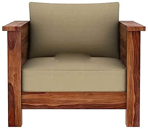 Saamenia Furnitures Solid Sheesham Wood 5 Seater Sofa Set for Living Room Furniture with Cream Cushions – Rustic Taek Finish (3+1+1 Seater)