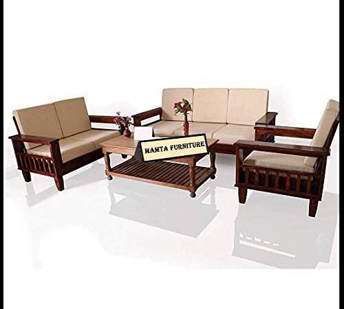 Mamta Furniture Wooden Solid Sheesham Wood 6 Seater Sofa Set with Cushions (6 Seater Sofa | 3+2+1, Natural Brown Finish)